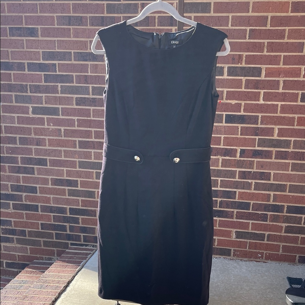 Elodie Black Midi Dress with Button Details